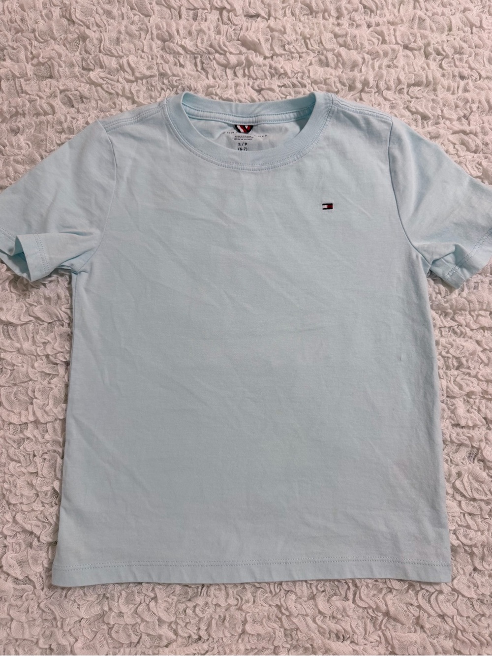 Tommy Hilfiger Light Blue Crew Neck Tee Boys Size 6-7